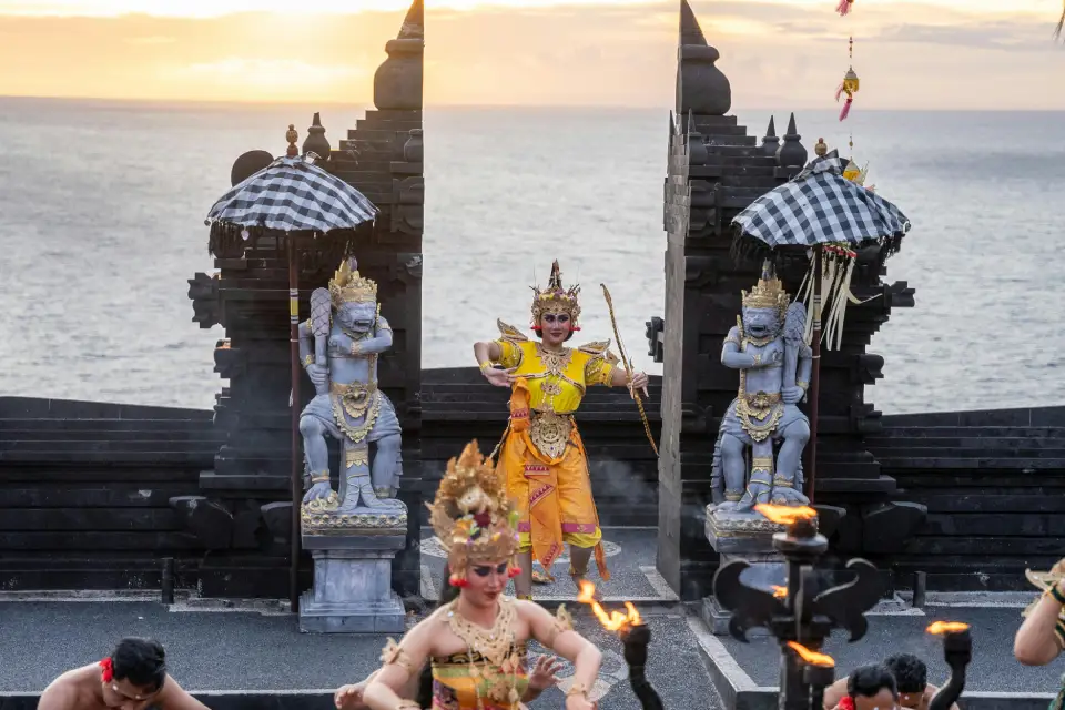 Sunrise over a sacred temple recognized among the top Bali heritage sites