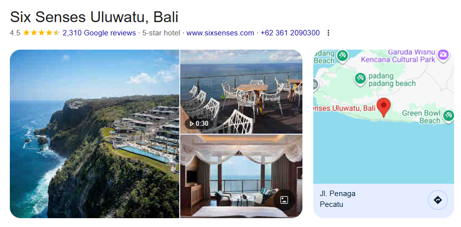 Beachfront hotel in Bali featuring a white sand beach and panoramic ocean views