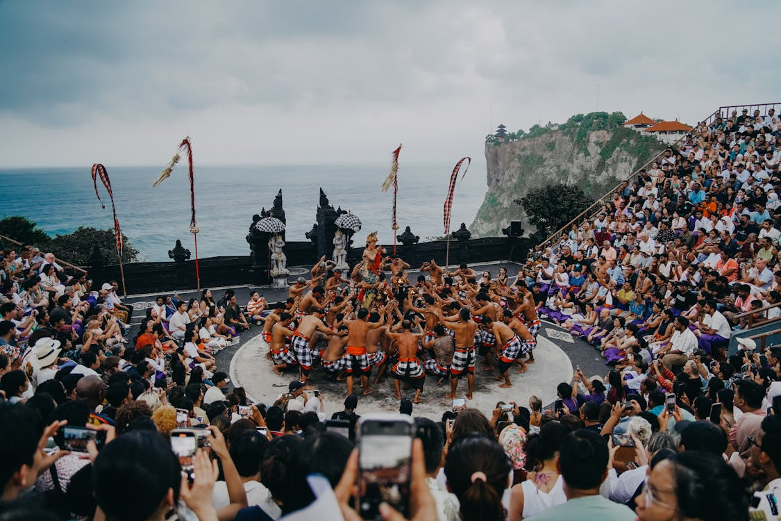 Visitors experiencing festivals in Bali through lively parades, music events, dance performances, and unique cultural festivities held throughout the year.
