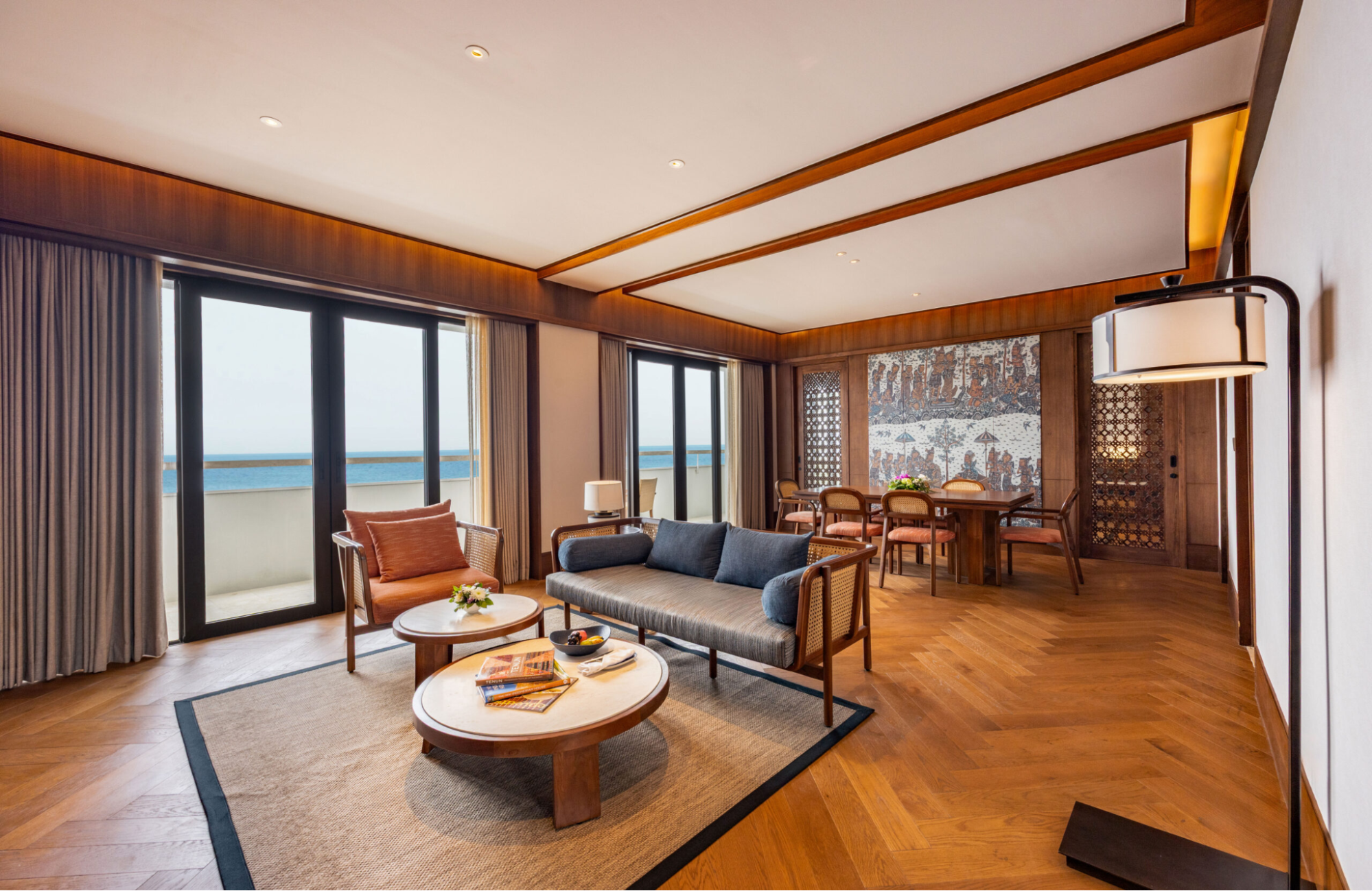 Luxury suite at a heritage hotel in Bali featuring authentic cultural details