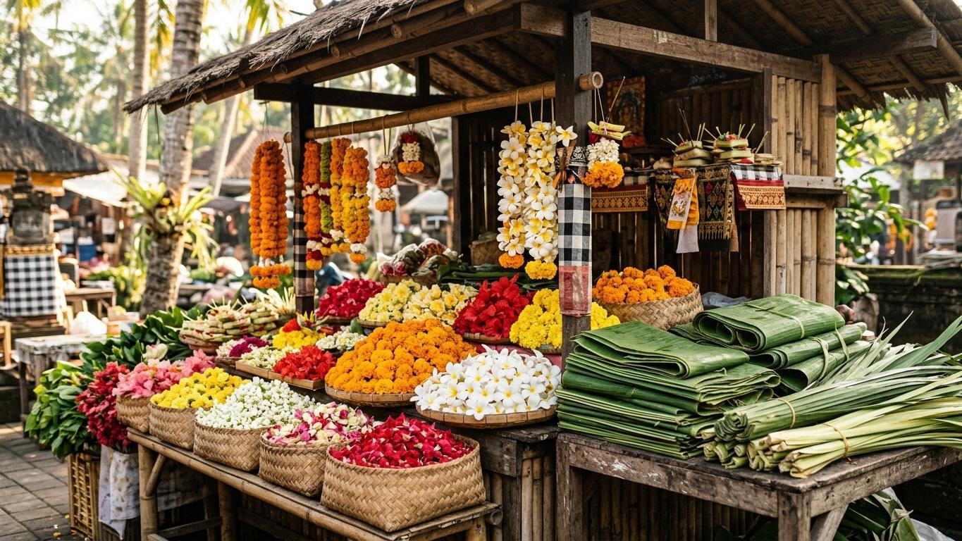 canang making in bali – Where the Materials Come From – 6