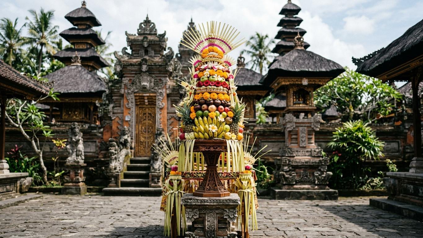 canang making in bali – Gebogan: The Towering Fruit-and-Flower Offerings – 7